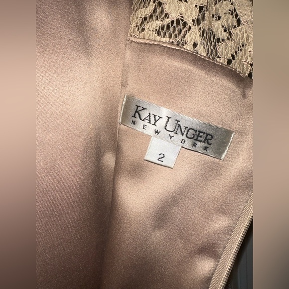 KAY UNGER MET JACQUARD COCKTAIL LACE EMBELLISHED DRESS // SIZE 2 - Picture 10 of 11